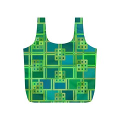 Green Abstract Geometric Full Print Recycle Bag (s) by Sapixe