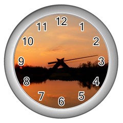 Sunset Nature Wall Clock (silver)