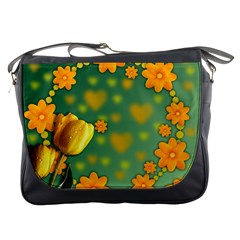 Background Design Texture Tulips Messenger Bag by Sapixe