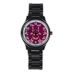 New Motif Design Textile New Design Stainless Steel Round Watch by Sapixe