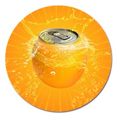 Orange Drink Splash Poster Magnet 5  (round) by Sapixe