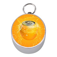 Orange Drink Splash Poster Mini Silver Compasses by Sapixe