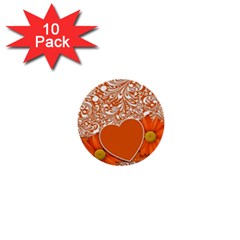 Flower Floral Heart Background 1  Mini Buttons (10 Pack) 