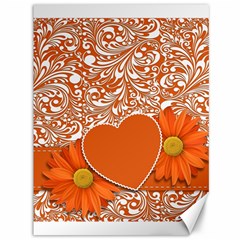 Flower Floral Heart Background Canvas 36  X 48  by Sapixe