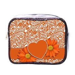 Flower Floral Heart Background Mini Toiletries Bag (one Side) by Sapixe