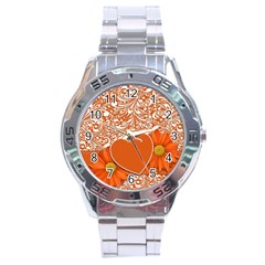 Flower Floral Heart Background Stainless Steel Analogue Watch by Sapixe