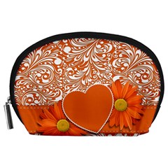 Flower Floral Heart Background Accessory Pouch (large)