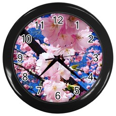 Flower Cherry Wood Tree Flowers Wall Clock (black) by Sapixe