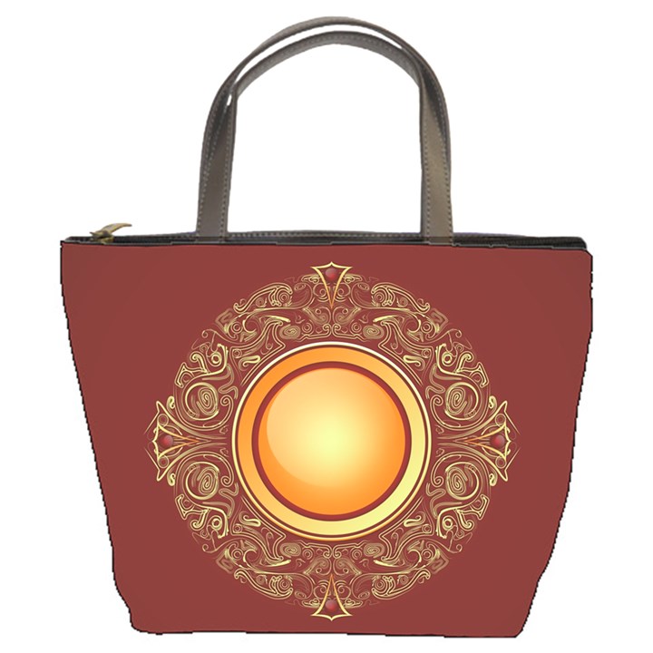 Badge Gilding Sun Red Oriental Bucket Bag