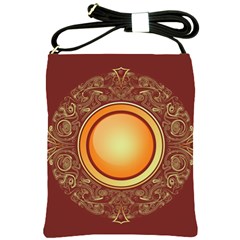 Badge Gilding Sun Red Oriental Shoulder Sling Bag by Sapixe