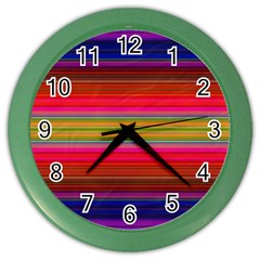 Fiesta Stripe Colorful Neon Background Color Wall Clock