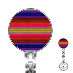 Fiesta Stripe Colorful Neon Background Stainless Steel Nurses Watch