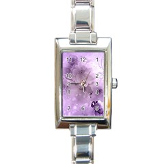 Wonderful Flowers In Soft Violet Colors Rectangle Italian Charm Watch