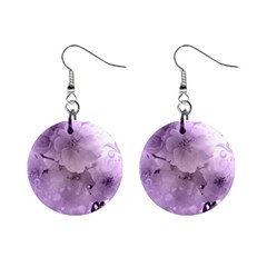 Wonderful Flowers In Soft Violet Colors Mini Button Earrings