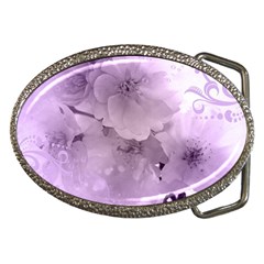 Wonderful Flowers In Soft Violet Colors Belt Buckles