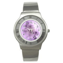 Wonderful Flowers In Soft Violet Colors Stainless Steel Watch