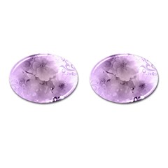 Wonderful Flowers In Soft Violet Colors Cufflinks (Oval)