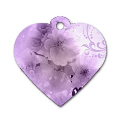 Wonderful Flowers In Soft Violet Colors Dog Tag Heart (Two Sides)