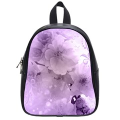 Wonderful Flowers In Soft Violet Colors School Bag (Small)