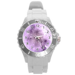 Wonderful Flowers In Soft Violet Colors Round Plastic Sport Watch (L)