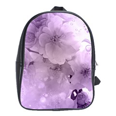 Wonderful Flowers In Soft Violet Colors School Bag (XL)