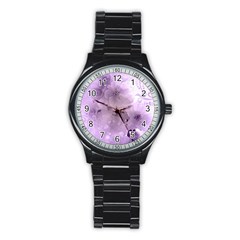 Wonderful Flowers In Soft Violet Colors Stainless Steel Round Watch