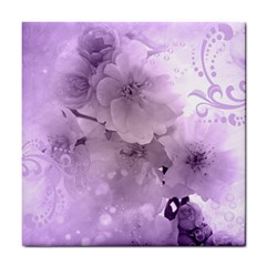 Wonderful Flowers In Soft Violet Colors Tile Coasters