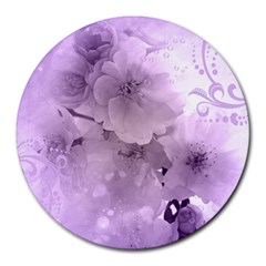 Wonderful Flowers In Soft Violet Colors Round Mousepads