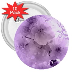 Wonderful Flowers In Soft Violet Colors 3  Buttons (10 pack) 