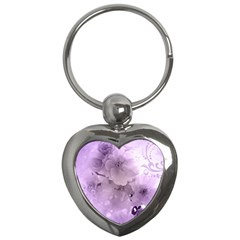 Wonderful Flowers In Soft Violet Colors Key Chains (Heart) 