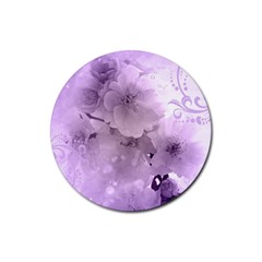 Wonderful Flowers In Soft Violet Colors Rubber Coaster (Round) 