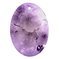 Wonderful Flowers In Soft Violet Colors Oval Ornament (Two Sides)
