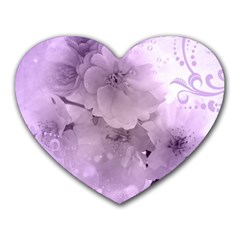 Wonderful Flowers In Soft Violet Colors Heart Mousepads