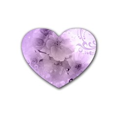 Wonderful Flowers In Soft Violet Colors Rubber Coaster (Heart) 