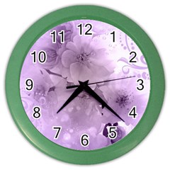 Wonderful Flowers In Soft Violet Colors Color Wall Clock