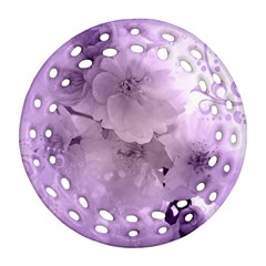 Wonderful Flowers In Soft Violet Colors Round Filigree Ornament (Two Sides)