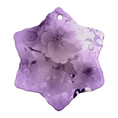 Wonderful Flowers In Soft Violet Colors Snowflake Ornament (Two Sides)