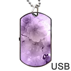 Wonderful Flowers In Soft Violet Colors Dog Tag USB Flash (One Side)