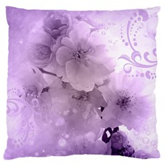 Wonderful Flowers In Soft Violet Colors Large Flano Cushion Case (Two Sides)