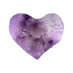 Wonderful Flowers In Soft Violet Colors Standard 16  Premium Flano Heart Shape Cushions