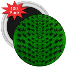 Forest Flowers In The Green Soft Ornate Nature 3  Magnets (100 Pack)