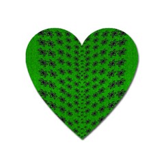 Forest Flowers In The Green Soft Ornate Nature Heart Magnet