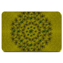 Flower Wreath In The Green Soft Yellow Nature Large Doormat  by pepitasart