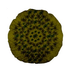 Flower Wreath In The Green Soft Yellow Nature Standard 15  Premium Round Cushions by pepitasart