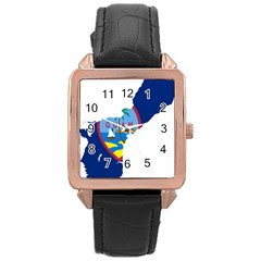 Flag Map Of Guam Rose Gold Leather Watch  by abbeyz71