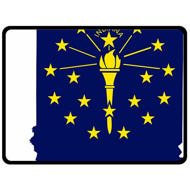 Flag Map of Indiana Double Sided Fleece Blanket (Large) 