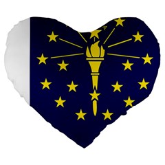 Flag Map Of Indiana Large 19  Premium Flano Heart Shape Cushions by abbeyz71