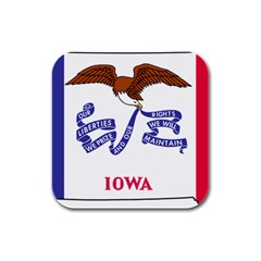 Flag Map of Iowa Rubber Square Coaster (4 pack) 