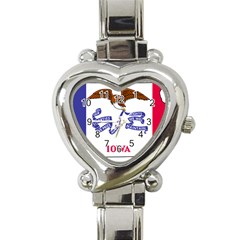 Flag Map of Iowa Heart Italian Charm Watch