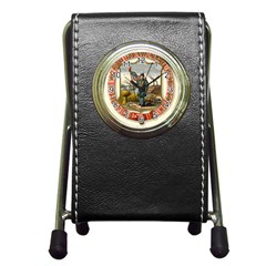 Historical Coat Of Arms Of Iowa Pen Holder Desk Clock by abbeyz71